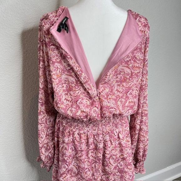 Aqua Pink Metallic Chiffon Paisley Ruffle Mini Dress Size Large - Picture 9 of 16